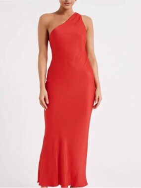 Meshki One-Shoulder Red Maxi Dress